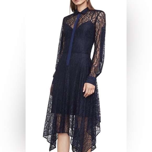 BCBGMaxAzria Dresses & Skirts - NWT BCBGMAXAZRIA Beatryce Navy Floral Lace Dress - Size 10
